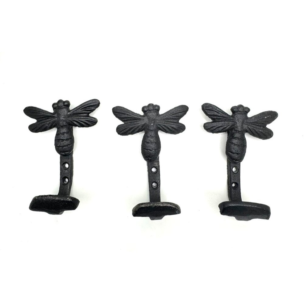 Southern Living Set Of 3 Black Cast Iron Bee Wall Hooks